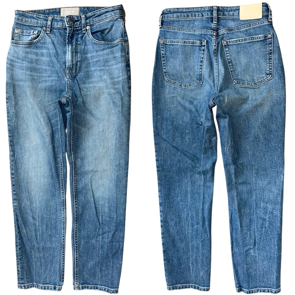 Everlane Medium Wash Zipper Fly High Rise Straight Leg Jeans Size 26 Ankle